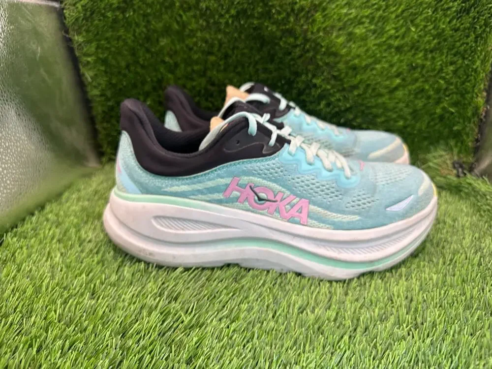 Hoka One One Bondi 9 1162012-BTF Athletic Sneaker Women's 9B Blue Knit Cushioned